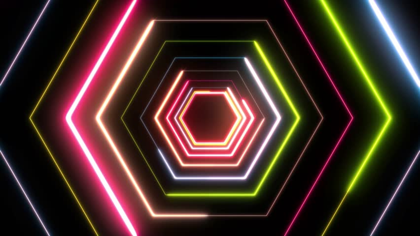 Abstract Digital Background Neon Polygon Stock Footage Video 100