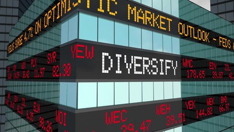 Diversify Your Equities Investment Safe Strategy Stock Market Ticker 3d Animation