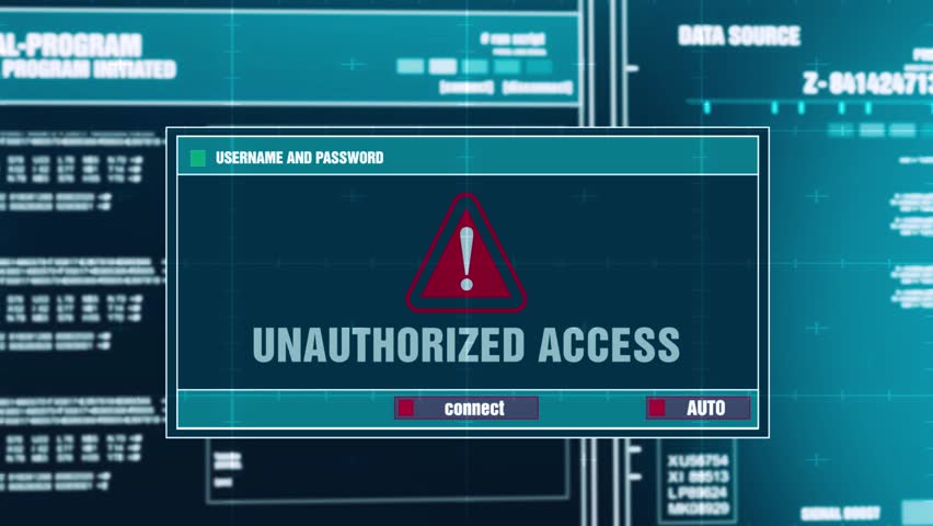 unauthorized access warning notification generated on Stock Footage ...