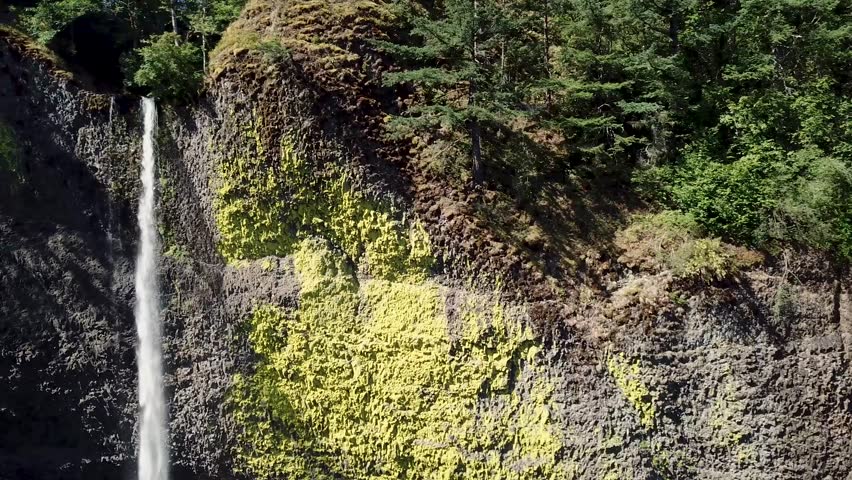 Footage over Portland, OR shot over Latourell Falls, 