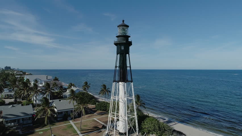 Aerial Footage Hillsboro Inlet Lighthouse, Slow half circle