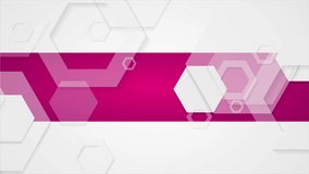 Abstract pink minimal tech geometric motion graphic design with hexagons. Seamless loop. Video animation Ultra HD 4K 3840x2160