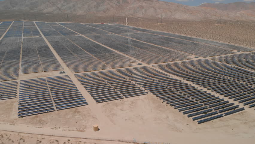Solar Power Plants in California Desert Aerial Shot