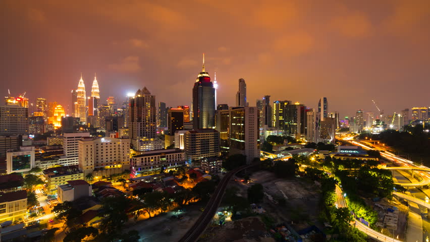 Amazing city skyline and busy highway, 4k Time lapse Kuala Lumpur during sunrise on motion  | Shutterstock HD Video #1016913694