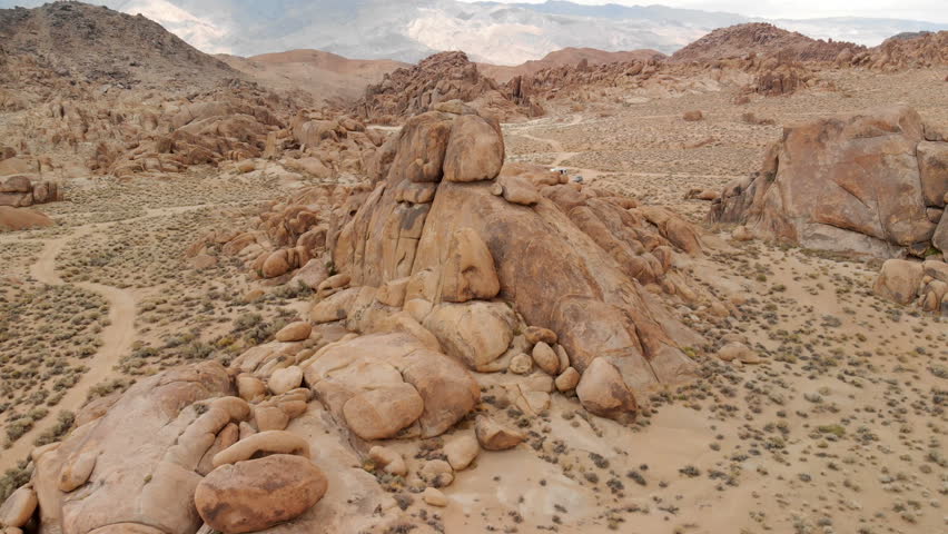 Aerial shot of Mt Whitney in stormy weather California USA