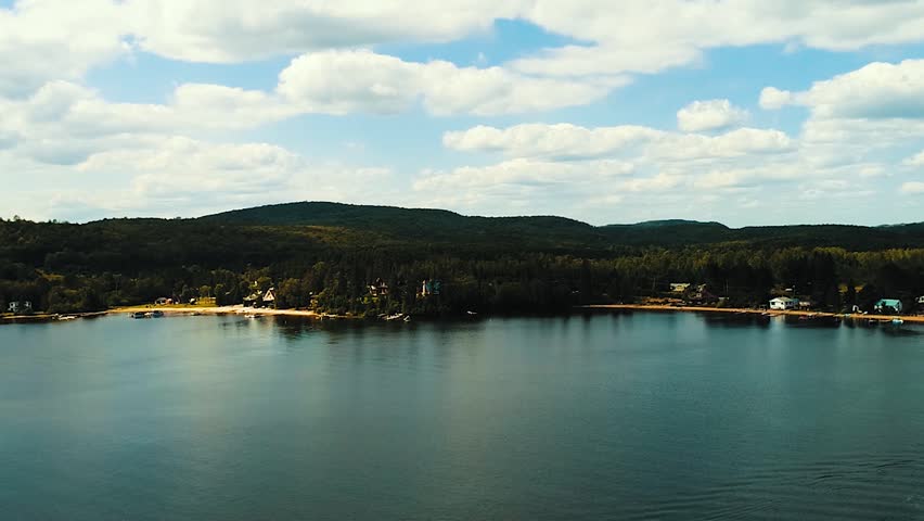 Aerial - landscapes ,forest and lake in canada