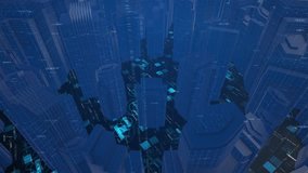This stock motion graphics clip features city buildings with a high tech overlay of grids and increasing data.  - Powered by Shutterstock - Get 15% off with code: PIKWIZARD15