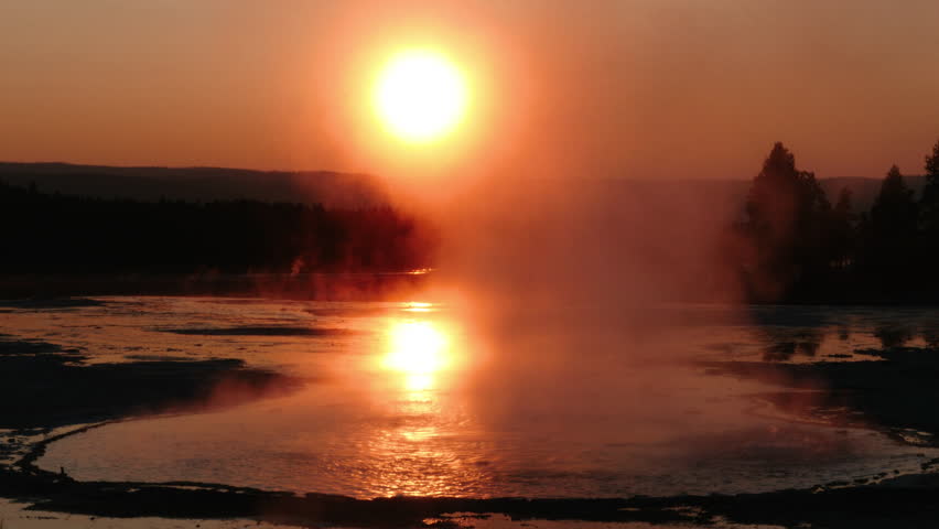Beautiful sunset in Norris Geyser Basin, Yellowstone National Park, WY
