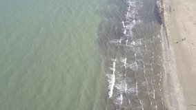 Rimini Sea coast beach Italy aerial drone top view 4K UHD video