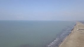 Rimini Sea coast beach Italy aerial drone top view 4K UHD video