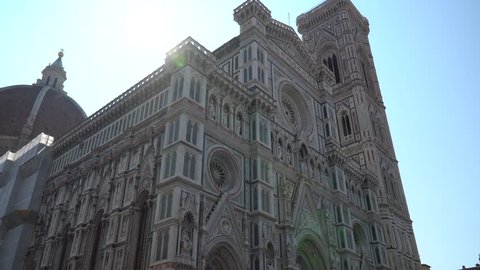 Florence, Italy, August 20, 2018. Gimbal shot.  Santa Maria Del Fiore cathedral in Florence. 4k.