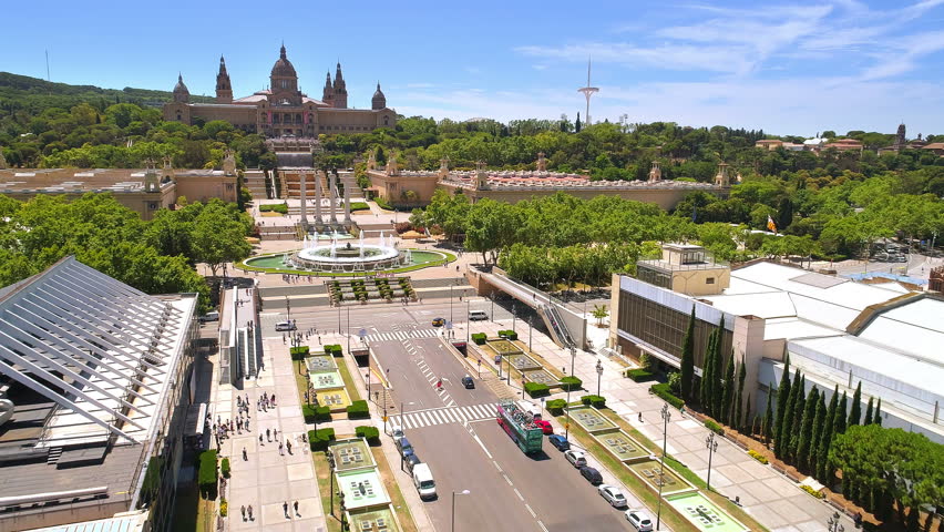 Magic Fountain, Montjuic castle, day time, Barcelona, Spain