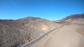 Aerial view of desert mountains in Fuerteventura. 