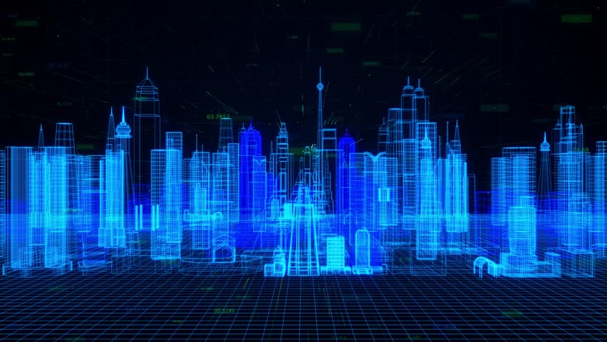 Digital City Background Stock Footage Video (100 Royalty