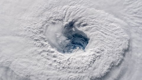 Hurrican Florence eye satellite view rotating clouds animation. Contains public domain image by Nasa