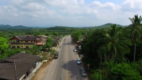Drone in Thailand : Aerial Video : In an amazing landscape above the road at southern of thailand.