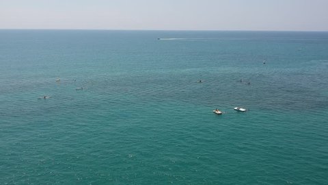 Aerial shots over blue Italian sea