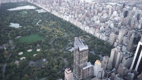 New York City Circa-2015, daytime aerial view of Upper East Side and Central Park from Midtown Manhattan