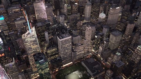 New York City Circa-2015, aerial view over 42nd Street and 5th Avene at night