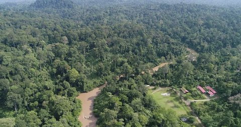 An aerial view of Tropical Rainforest Dipterocarp Trees at Danum Valley Conservation Area is a tract of relatively undisturbed lowland dipterocarp forest in Sabah, Malaysia.