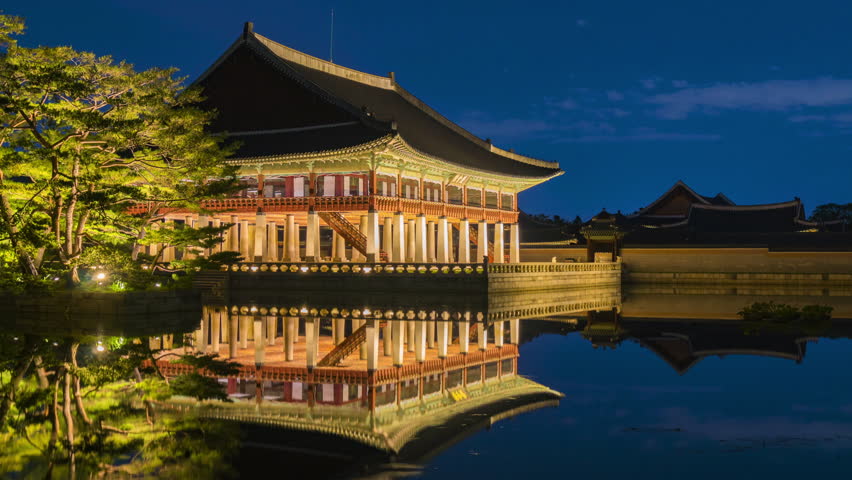 Timelapse of Gyeongbokgung Palace in Seoul City, South Korea