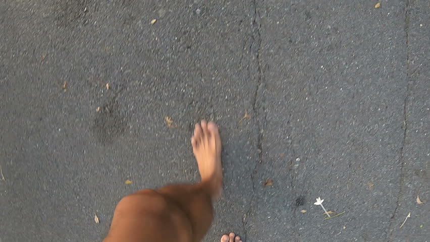 running barefoot on road