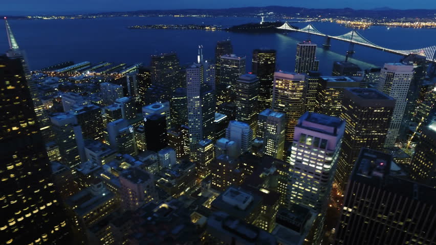 Aerial city connected through 5G. Wireless network, mobile technology concept, data communication, cloud computing, artificial intelligence, internet of things. Futuristic city. San Francisco skyline. Royalty-Free Stock Footage #1017009535