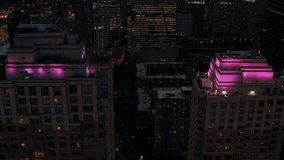 Aerial view of Downtown at Night 4K
