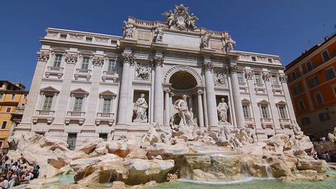 ROME, ITALY - CIRCA 2018: Fontana di Trevi (Trevi Fountain), a famous Baroque fountain designed by Nicola Salvi and completed by Giuseppe Pannini in 1762.