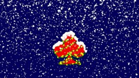 New Year text Backslash . Snow falls. Christmas mood, looped video. Alpha channel Premultiplied - Matted with deep blue RGB(04:00:5B)