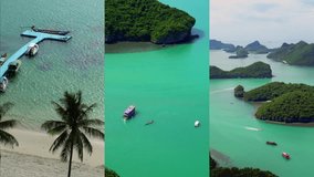 Tropical Islands at Angthong National Marine Park in Thailand. Vertical Video for Social Media Applications on Mobile Devices