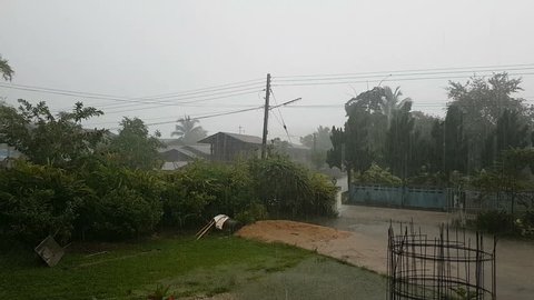 Real time footage of raining over the house in Thailand