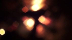 blurred bokeh and the burning of the fire in the night