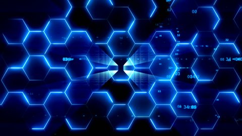 Abstract Hexagon Geometric Surface and light bright clean hexagonal grid pattern, random news motion background