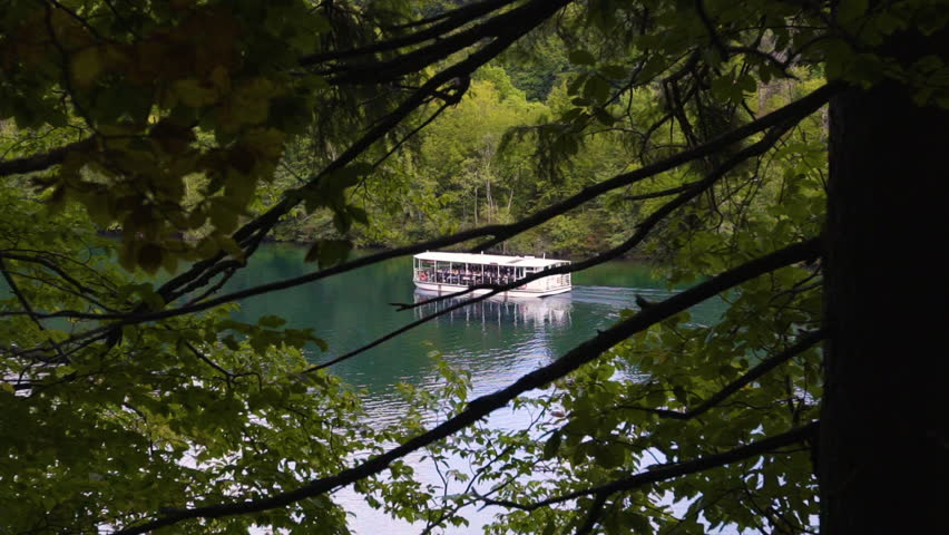 Wide shot of people in tourboat, Croatia