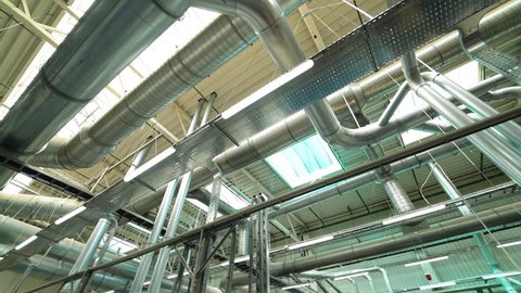 project of the pipe ventilation system at the wood-processing plant. Modern floorboard manufacturing plant