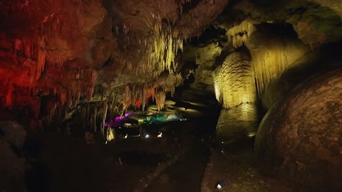 Tour to mysterious cave with colorful lights in Caucasian mountains in Kutaisi