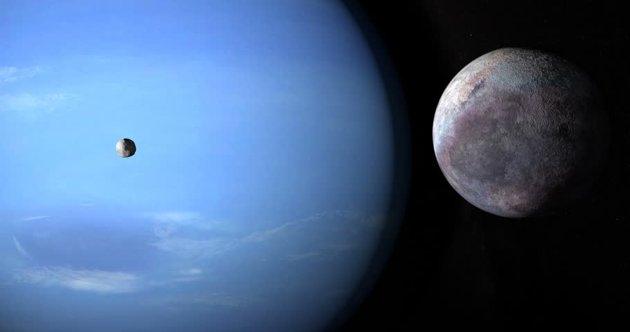 Satellites Proteus and Triton orbiting around Neptune planet Royalty-Free Stock Footage #1017080209