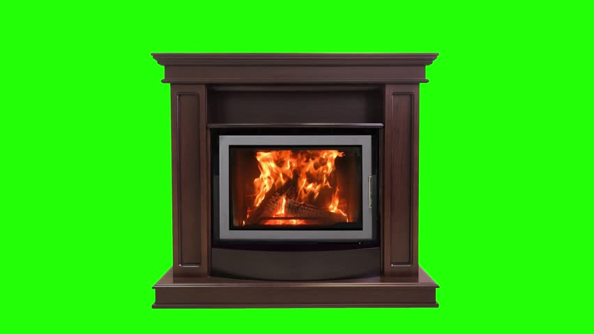 Burning fireplace isolated on green screen. Perfect for your own background using green screen. Royalty-Free Stock Footage #1017092275