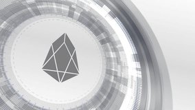 EOS cryptocurrency icon animation white digital elements technology background - Powered by Shutterstock - Get 15% off with code: PIKWIZARD15