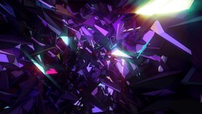 Flashing polygonal chaos seamless animated loop for music videos, holidays background, LED screens, projection mapping, light show, events, party, night club.