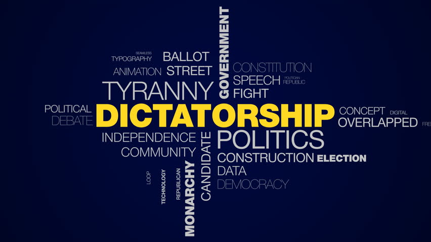 Dictatorship politics tyranny government protest president strike power conflict monarchy police animated word cloud background  | Shutterstock HD Video #1017110848