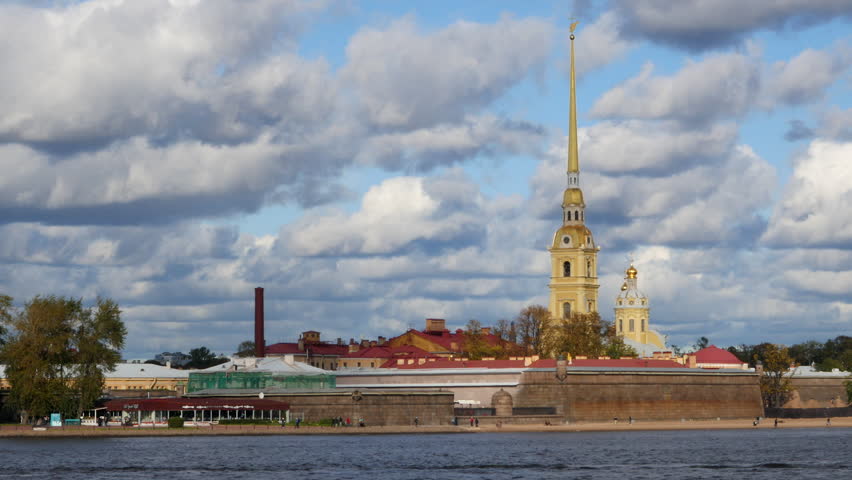 Peter and Paul fortress on the background of beautiful clouds