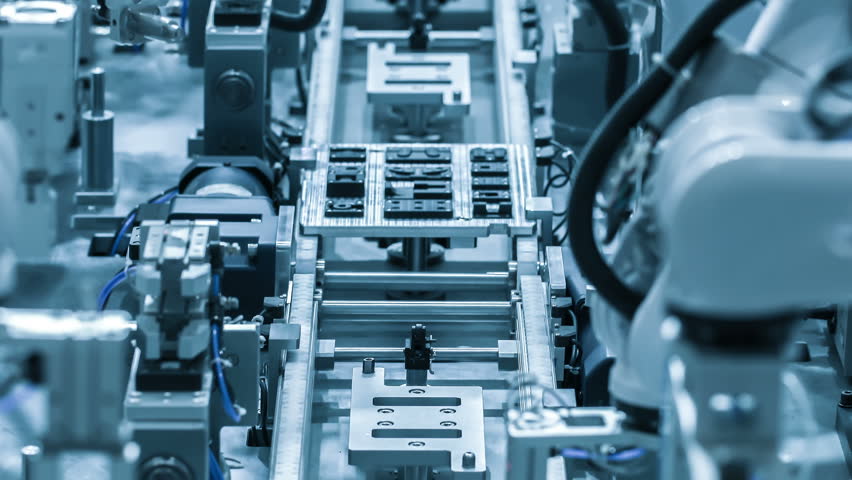Automated assembly line.Technology and automation.Close-up Royalty-Free Stock Footage #1017120292