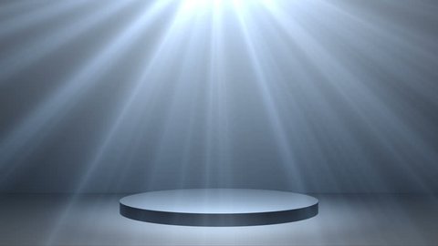 Stage podium with spot lighting, empty scene for award Ceremony or advertising on the light gray background.