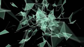 Futuristic video animation with glowing triangles in slow motion, 4096x2304 loop 4K