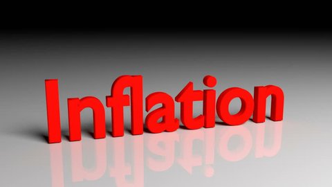 Inflation text in red letters dissolves into particles and disappears