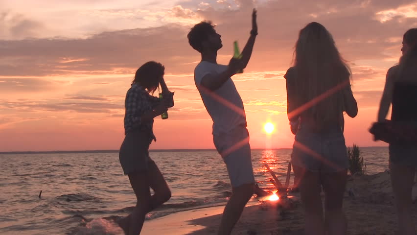 Friends Dancing On The Beach Stock Footage Video 100 Royalty