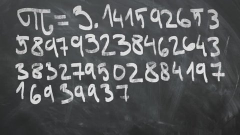 Pi - 3.14 Animation On Chalkboard.  High Quality Animation. 1080p 60fps