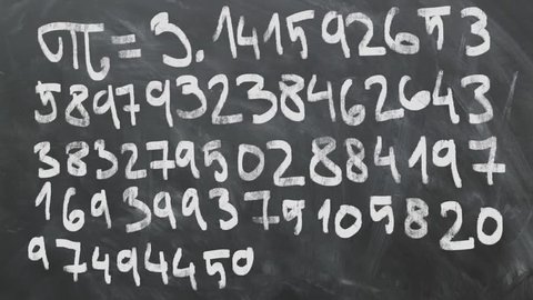 Pi - 3.14 Animation On Chalkboard. High Quality Animation. 1080p 60fps